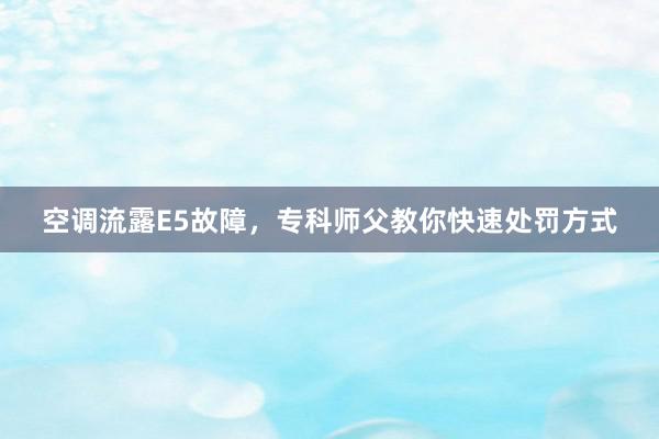 空调流露E5故障，专科师父教你快速处罚方式