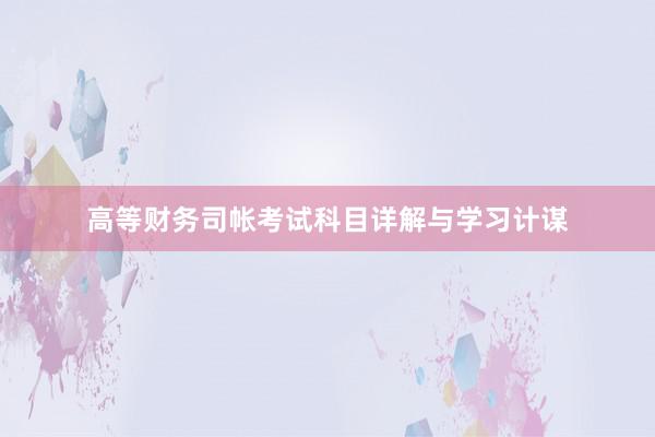 高等财务司帐考试科目详解与学习计谋